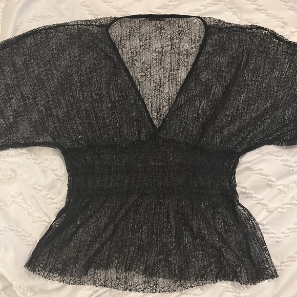 Lace Detail Stretch Waist Top - Picture 2 of 3